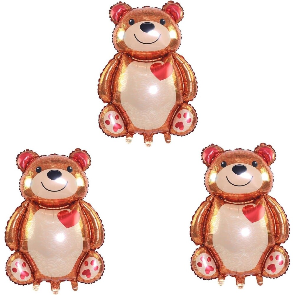 3 Pack Valentine's Big Bear Foil Balloon, Love Bear Balloon, Valentine's Party